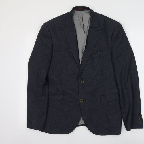 NEXT Mens Blue Geometric Polyester Jacket Suit Jacket Size S Regular