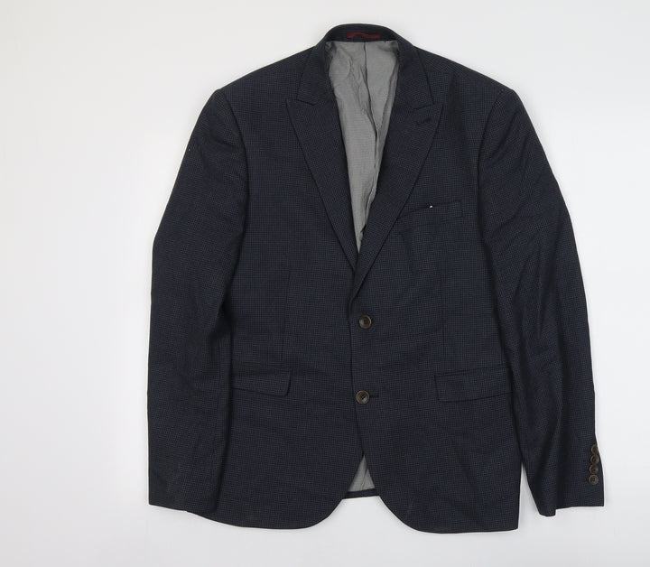 NEXT Mens Blue Geometric Polyester Jacket Suit Jacket Size S Regular
