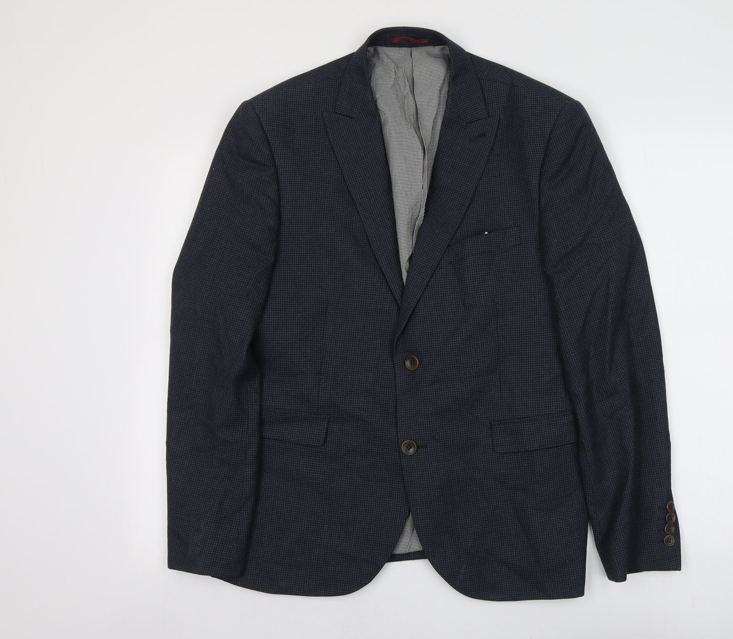 NEXT Mens Blue Geometric Polyester Jacket Suit Jacket Size S Regular