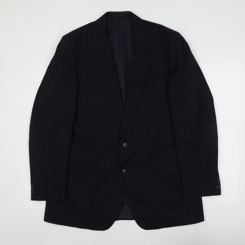 Marks and Spencer Mens Blue Striped Wool Jacket Suit Jacket Size M Regular