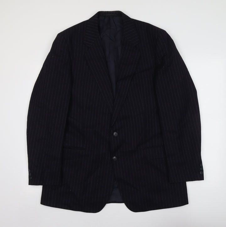 Marks and Spencer Mens Blue Striped Wool Jacket Suit Jacket Size M Regular