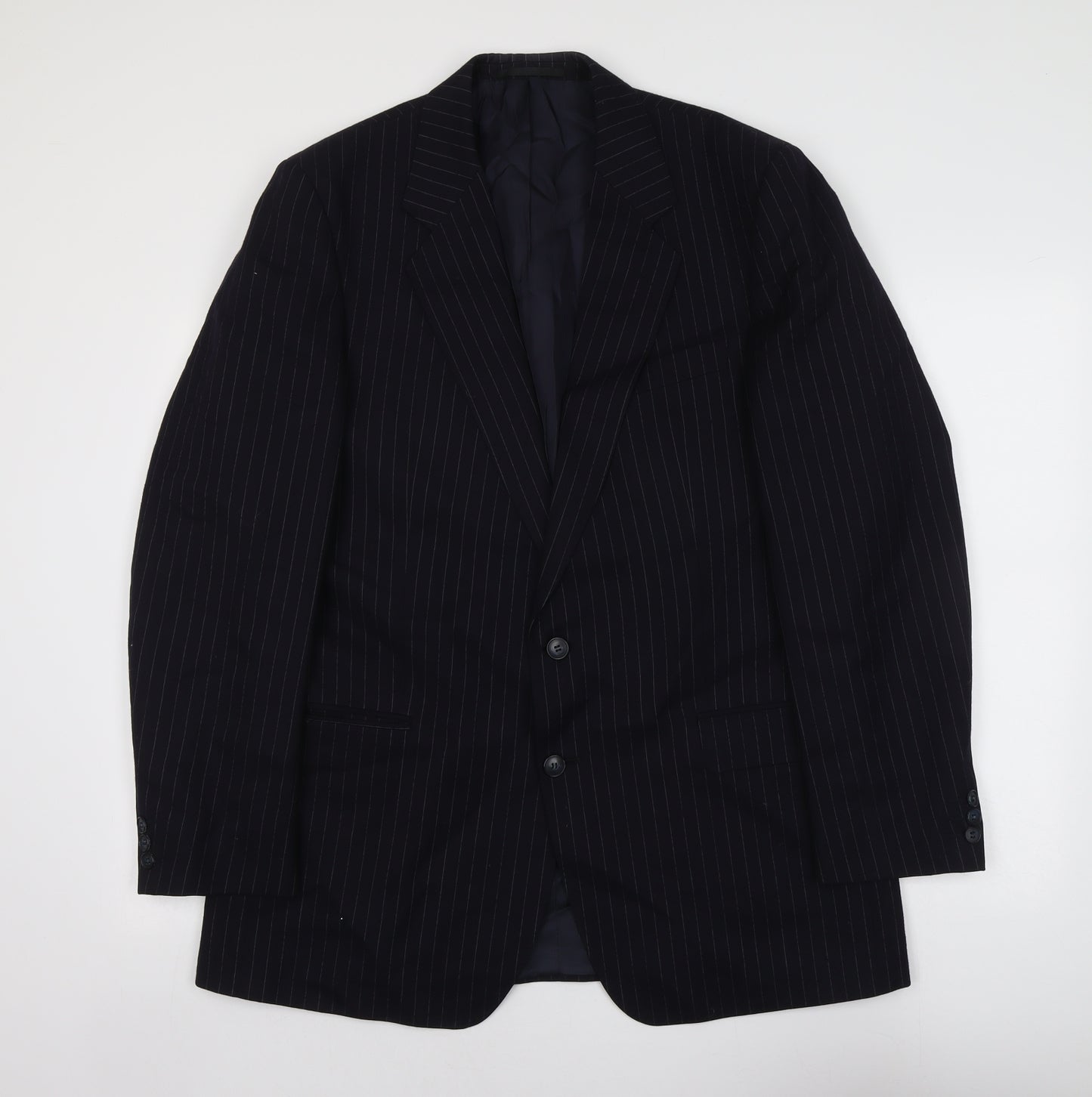 Marks and Spencer Mens Blue Striped Wool Jacket Suit Jacket Size M Regular