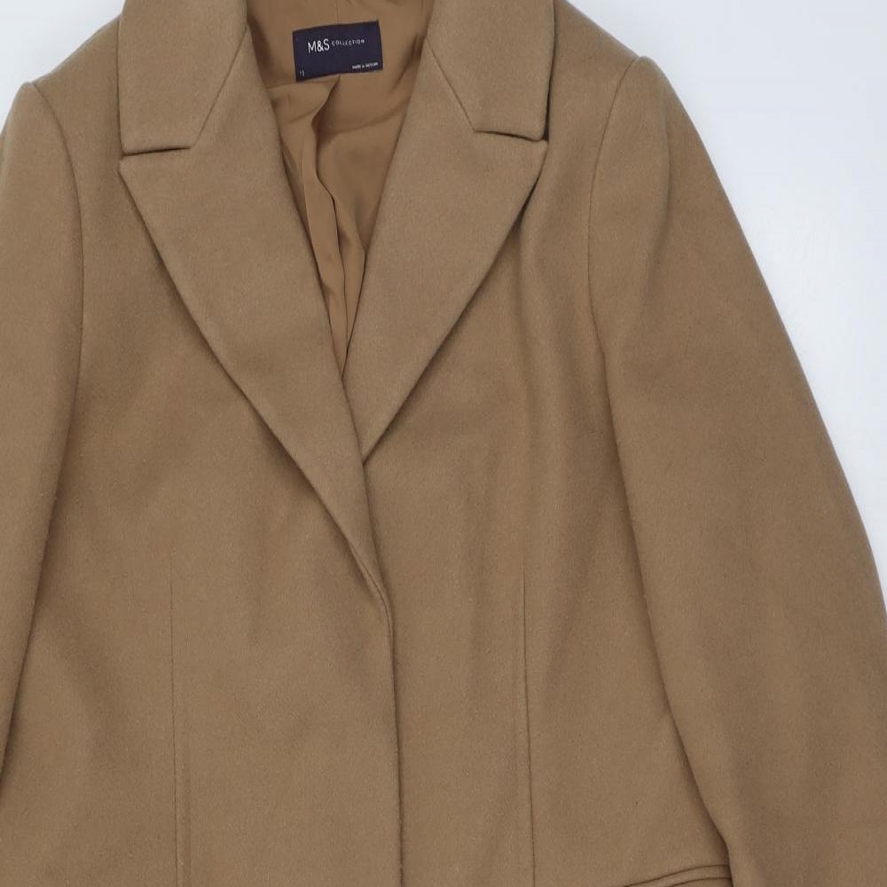 Marks and Spencer Womens Beige Overcoat Coat Size 12 Button