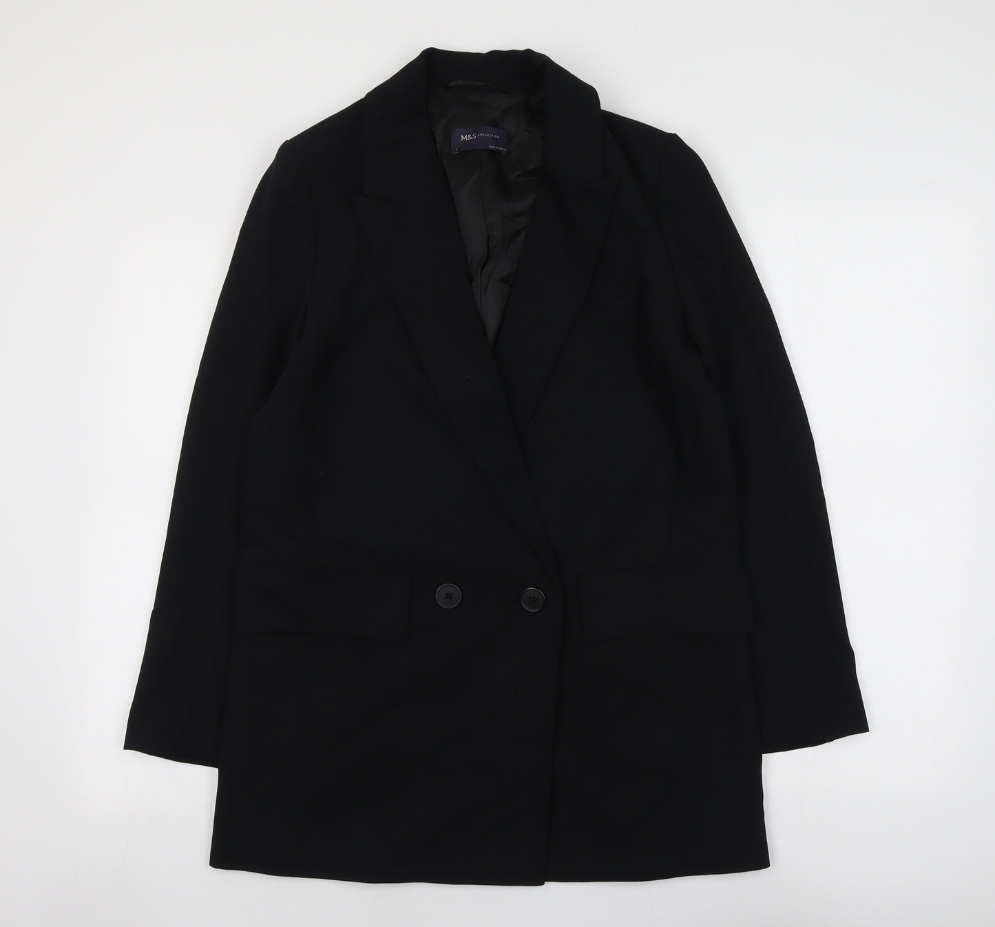 Marks and Spencer Womens Black Polyester Jacket Suit Jacket Size 8