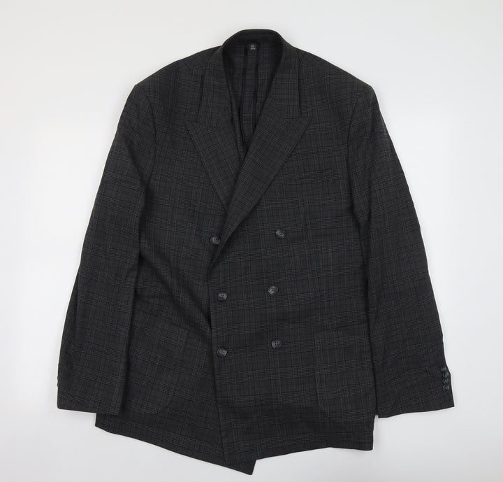 Marks and Spencer Mens Grey Geometric Polyester Jacket Suit Jacket Size 2XL Regular