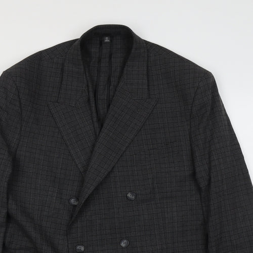 Marks and Spencer Mens Grey Geometric Polyester Jacket Suit Jacket Size 2XL Regular