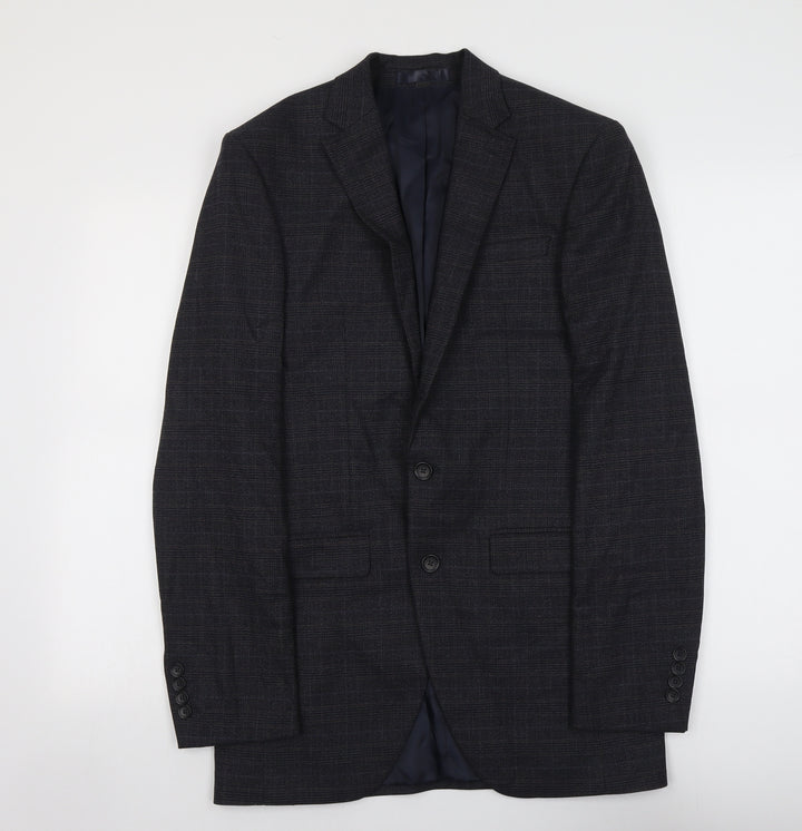 Marks and Spencer Mens Blue Geometric Polyester Jacket Suit Jacket Size S Regular