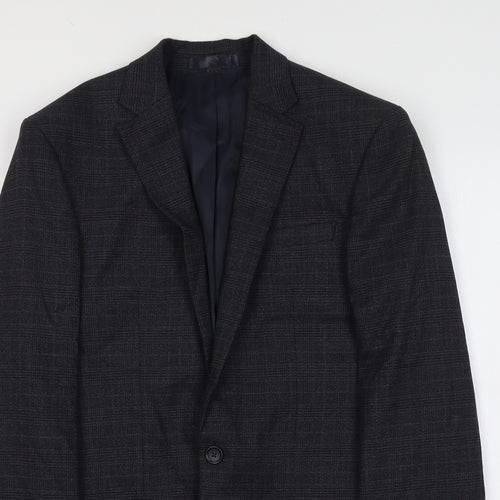 Marks and Spencer Mens Blue Geometric Polyester Jacket Suit Jacket Size S Regular