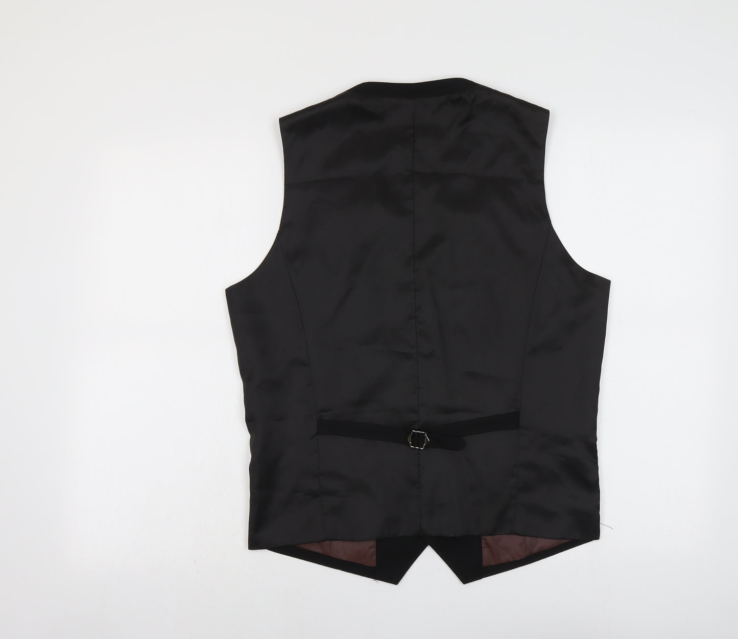 B&W Mens Black Polyester Jacket Suit Waistcoat Size M Regular