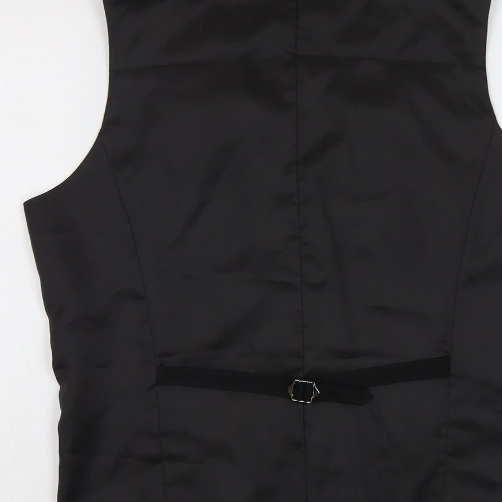 B&W Mens Black Polyester Jacket Suit Waistcoat Size M Regular