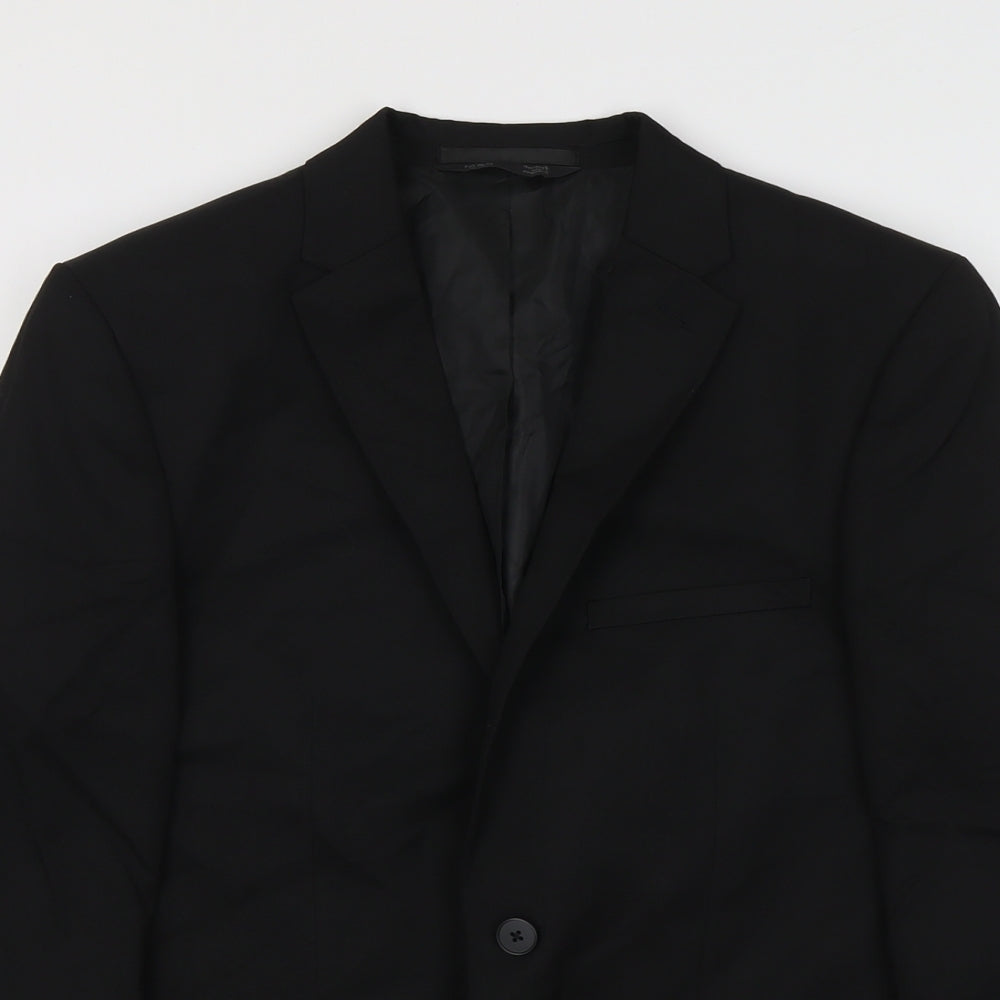 Marks and Spencer Mens Black Polyester Jacket Suit Jacket Size L Regular