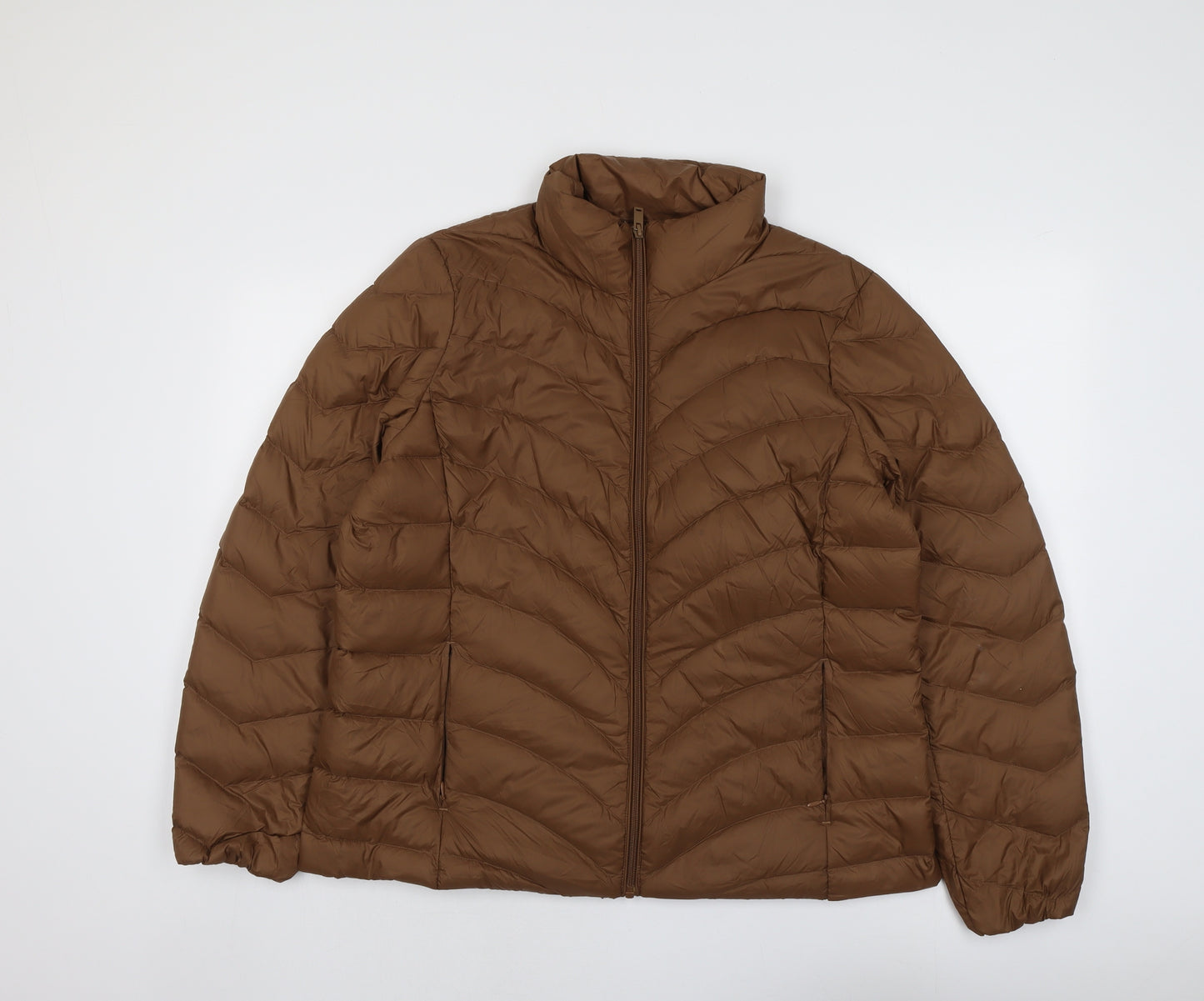 Marks and Spencer Womens Brown Quilted Jacket Size 16 Zip