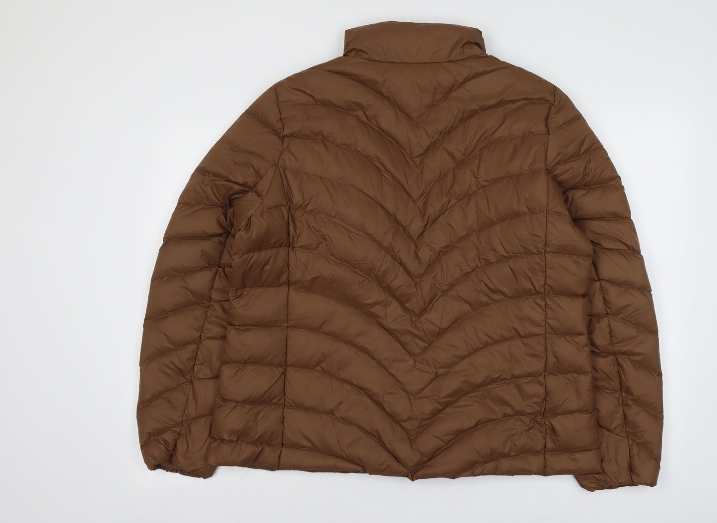 Marks and Spencer Womens Brown Quilted Jacket Size 16 Zip