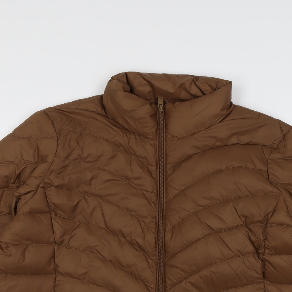 Marks and Spencer Womens Brown Quilted Jacket Size 16 Zip