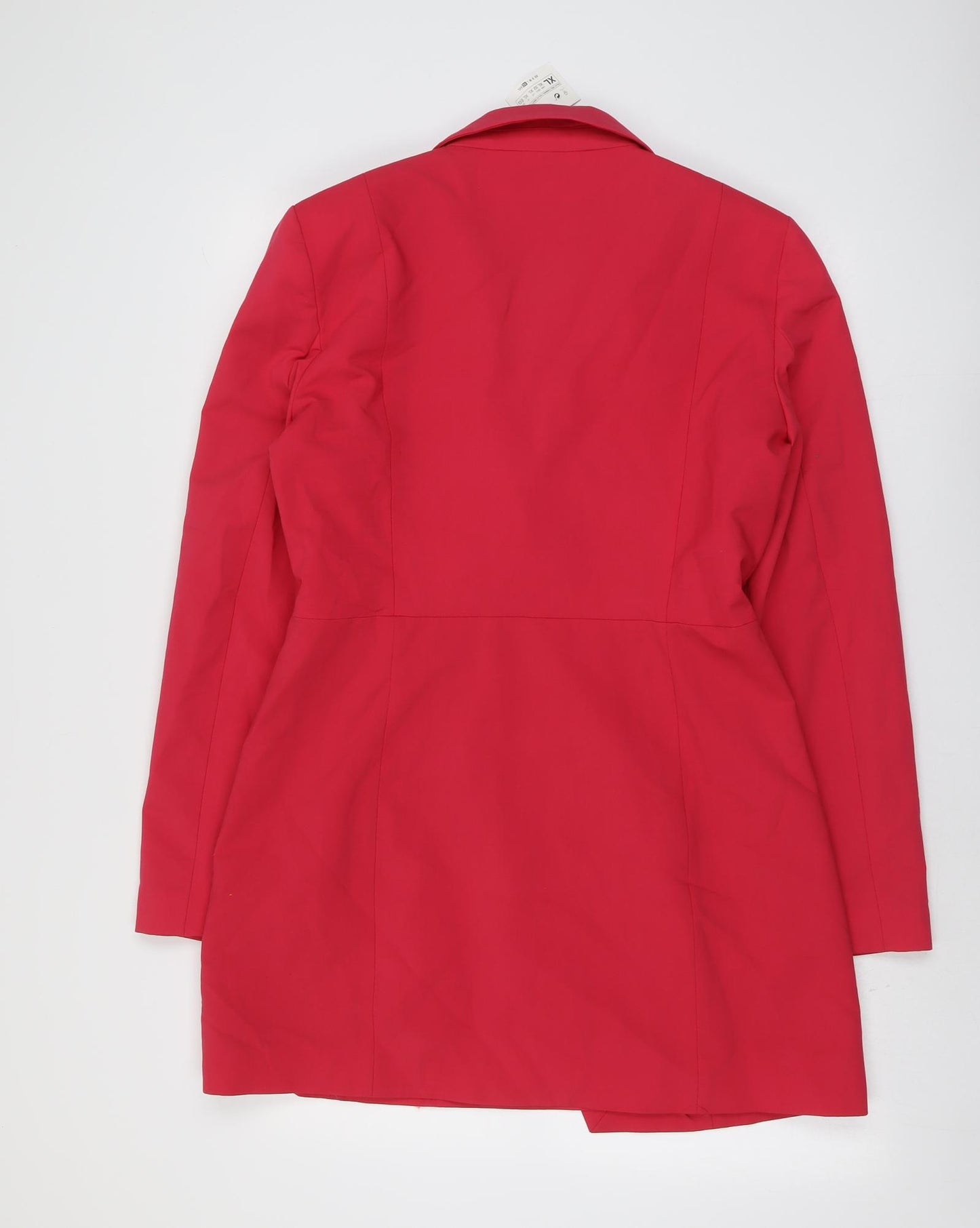 Zara Womens Pink Polyester Jacket Dress Size XL Collared Zip - Wrap Front Detail