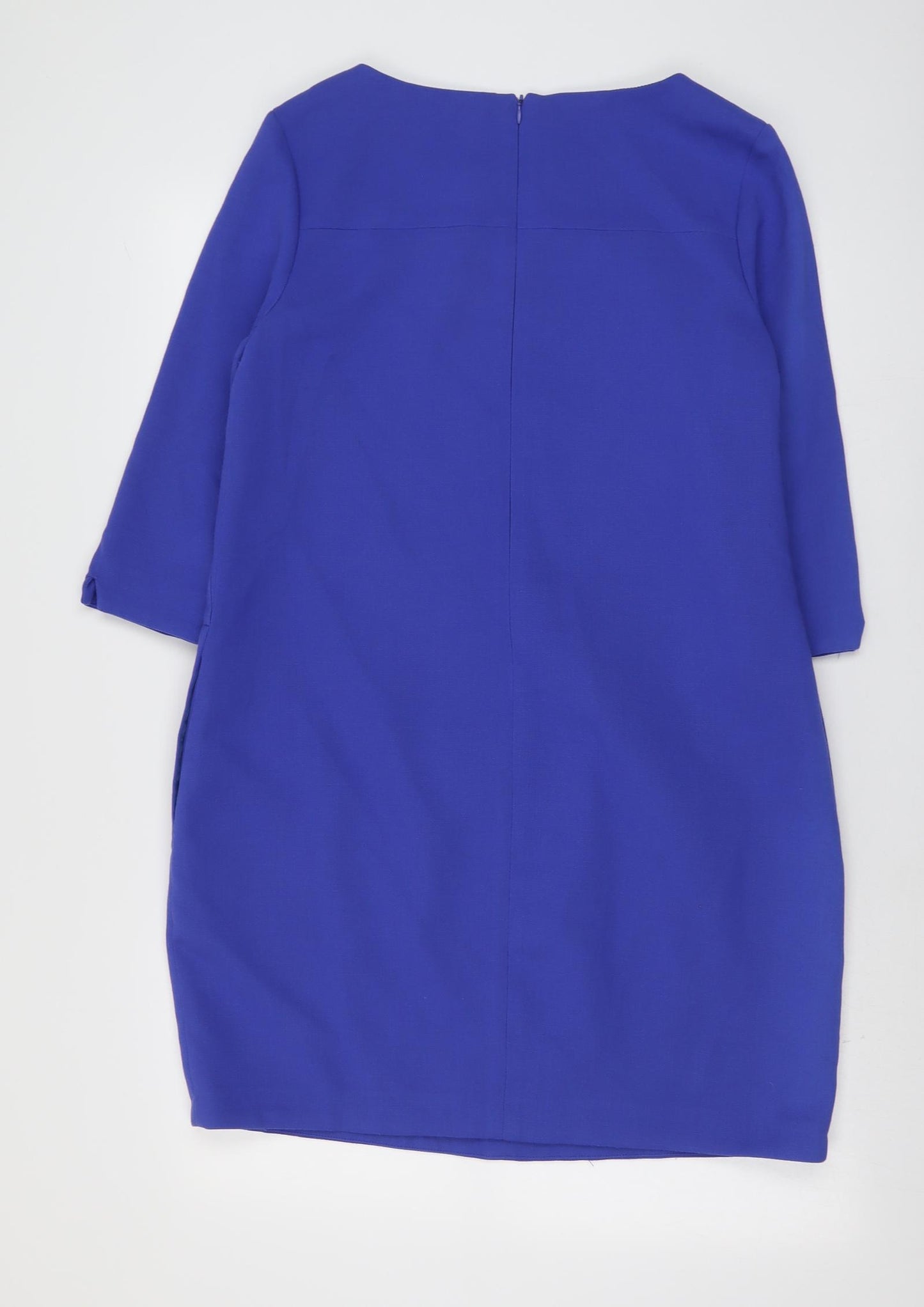 Debenhams Womens Blue Polyester Sheath Size 12 Boat Neck Zip
