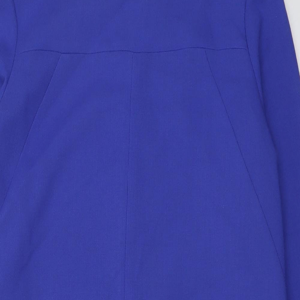 Debenhams Womens Blue Polyester Sheath Size 12 Boat Neck Zip