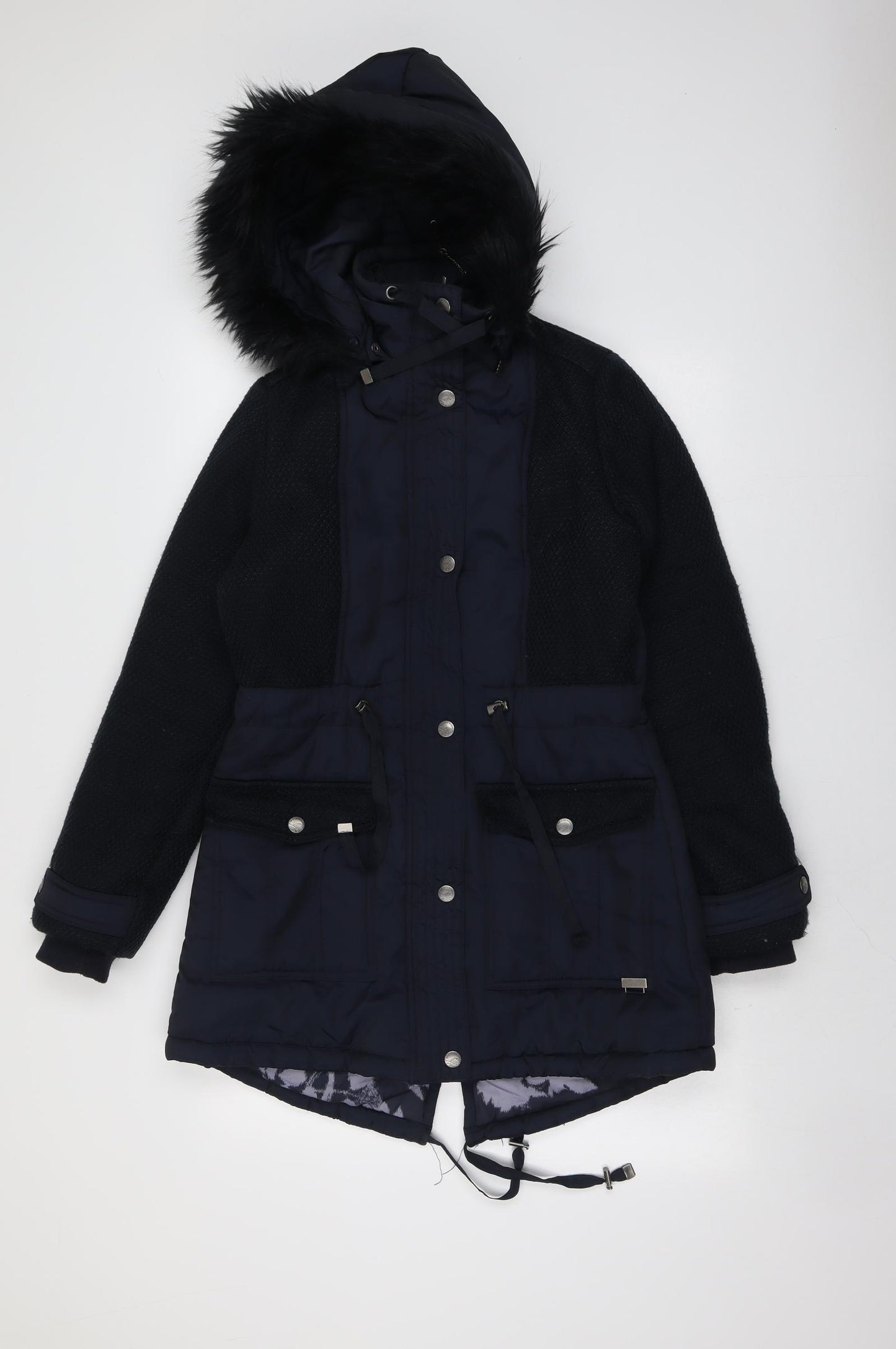 RJR.John Rocha Womens Blue Parka Coat Size 10 Zip