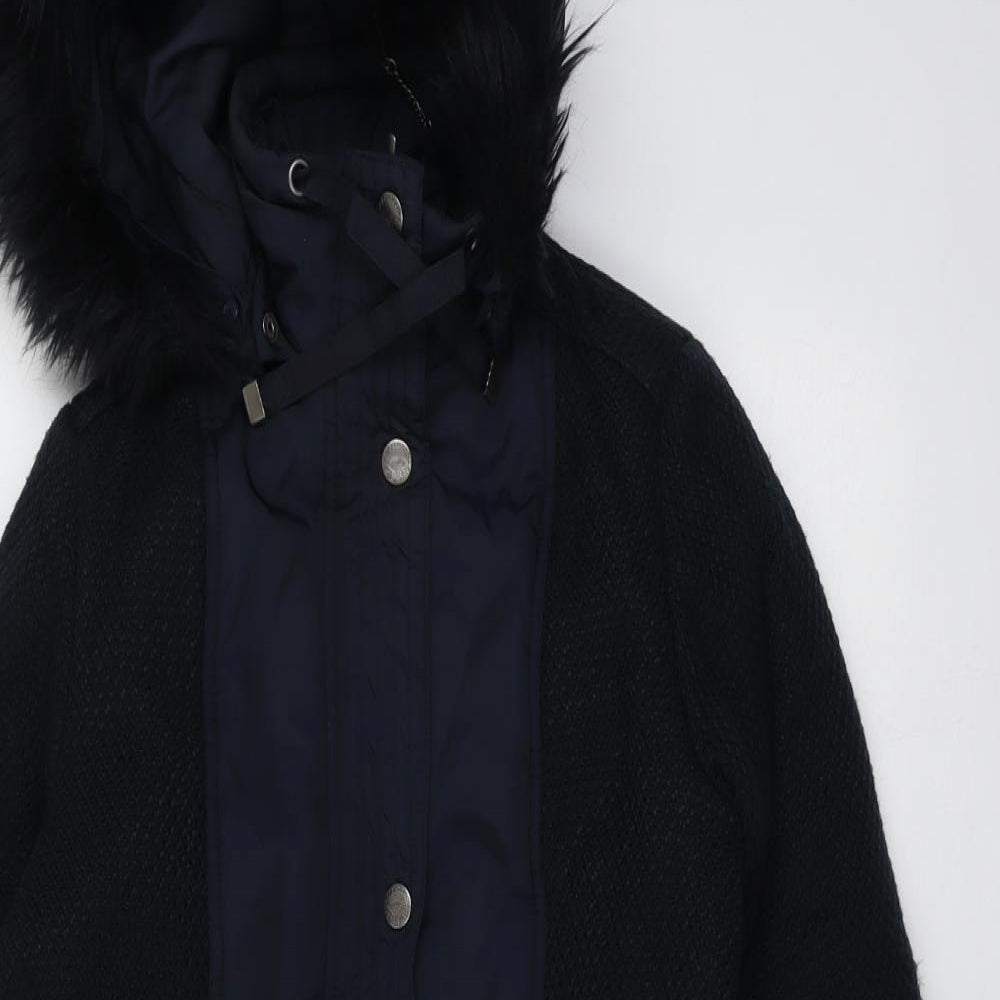 RJR.John Rocha Womens Blue Parka Coat Size 10 Zip