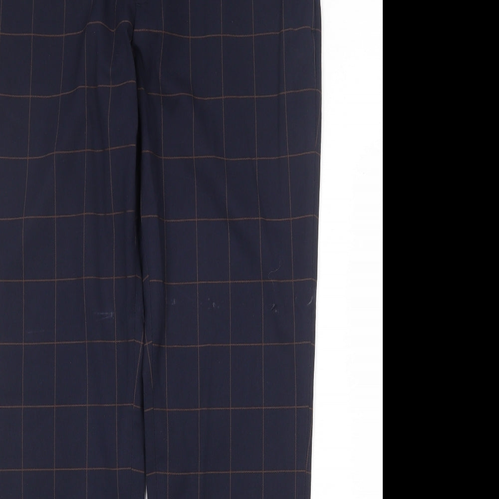 H&M Mens Black Check Polyester Chino Trousers Size 36 in Regular Zip