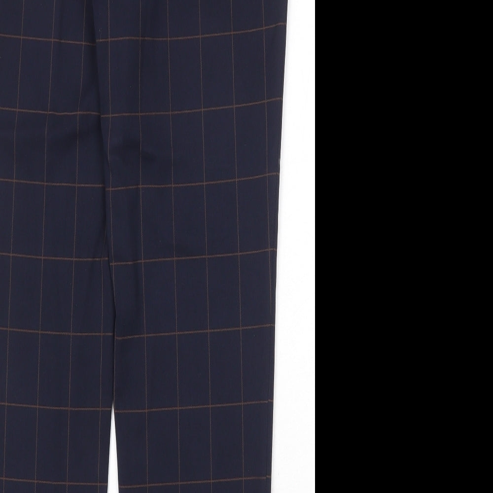 H&M Mens Black Check Polyester Chino Trousers Size 36 in Regular Zip