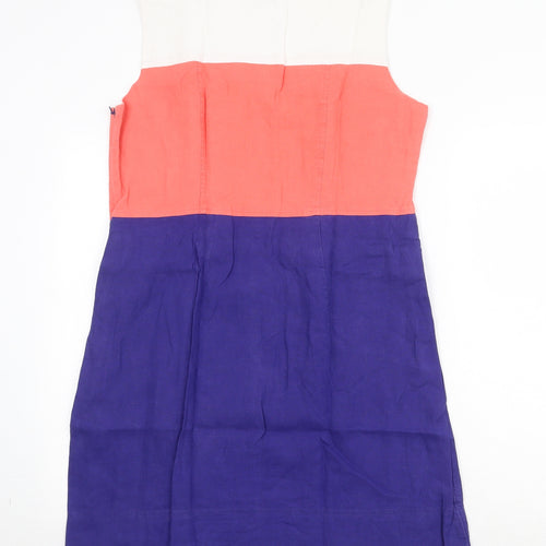 Hobbs Womens Multicoloured Colourblock Linen Shift Size 14 Boat Neck Zip