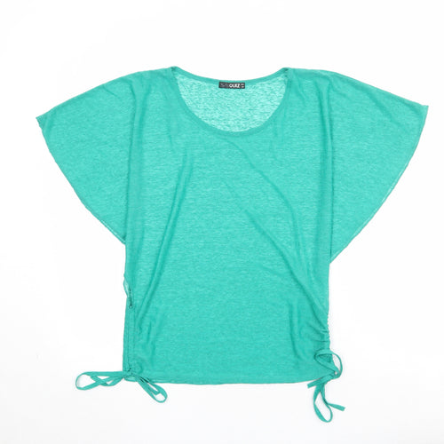Quiz Womens Green Polyester Basic T-Shirt Size 8 Round Neck