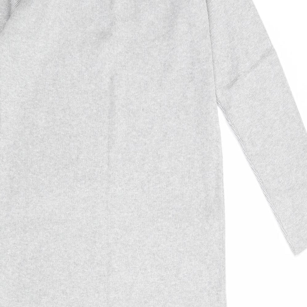 Marks and Spencer Womens Grey Viscose Jumper Dress Size M Mock Neck Pullover