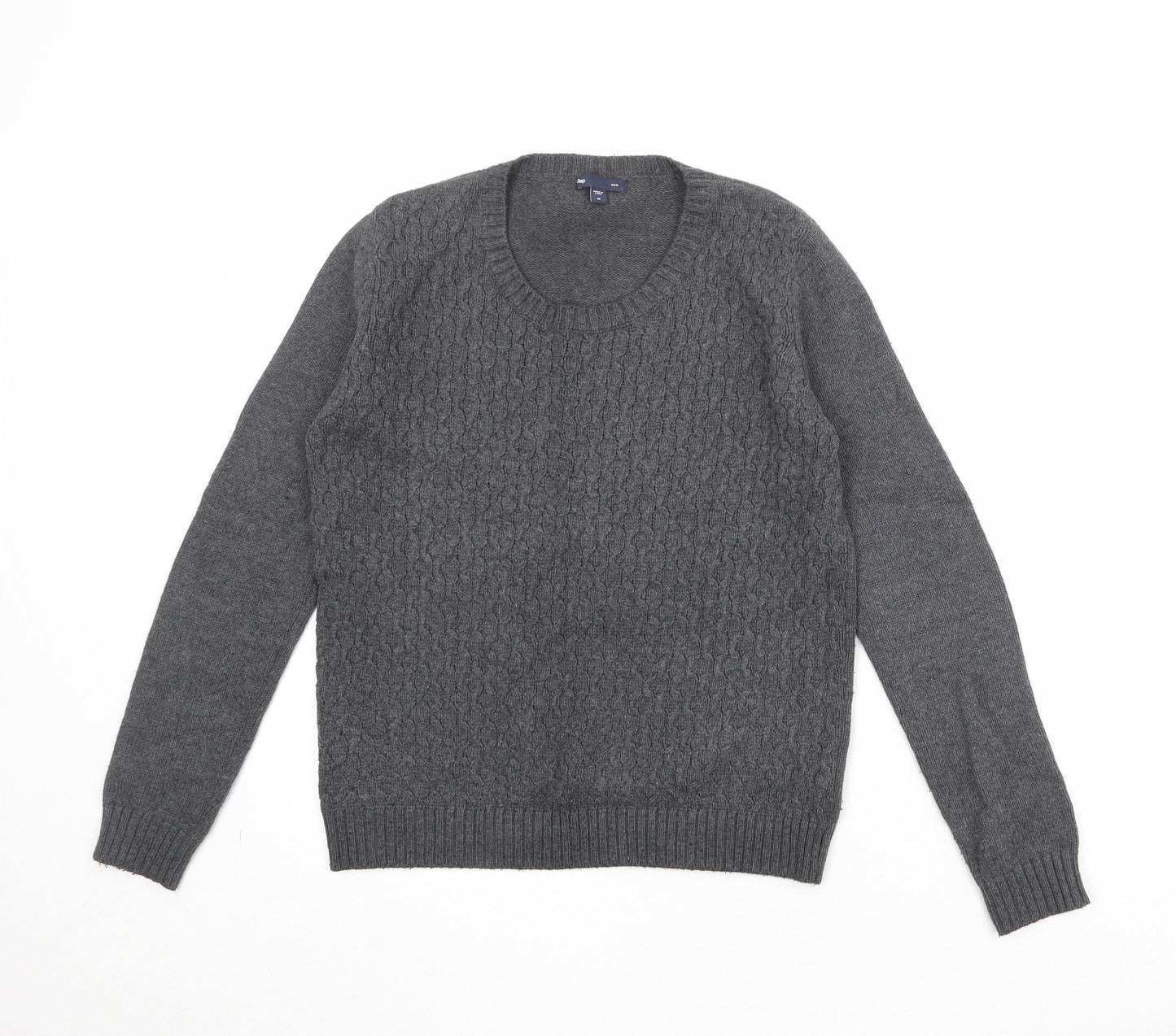 Gap Womens Grey Round Neck Cotton Pullover Jumper Size M
