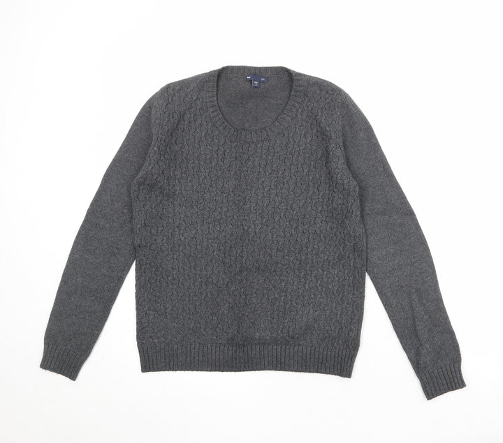 Gap Womens Grey Round Neck Cotton Pullover Jumper Size M