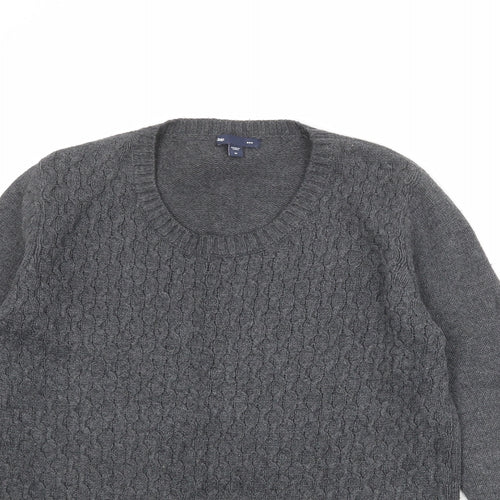 Gap Womens Grey Round Neck Cotton Pullover Jumper Size M