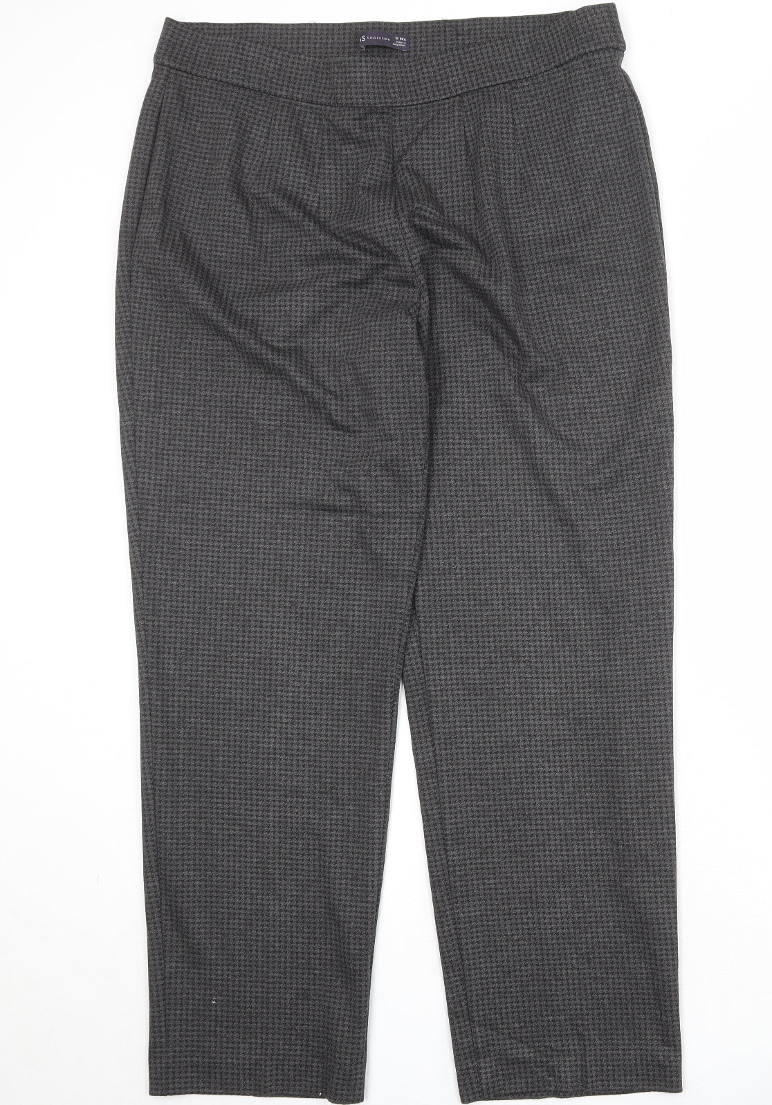 Marks and Spencer Womens Grey Geometric Polyester Carrot Trousers Size 18 Regular