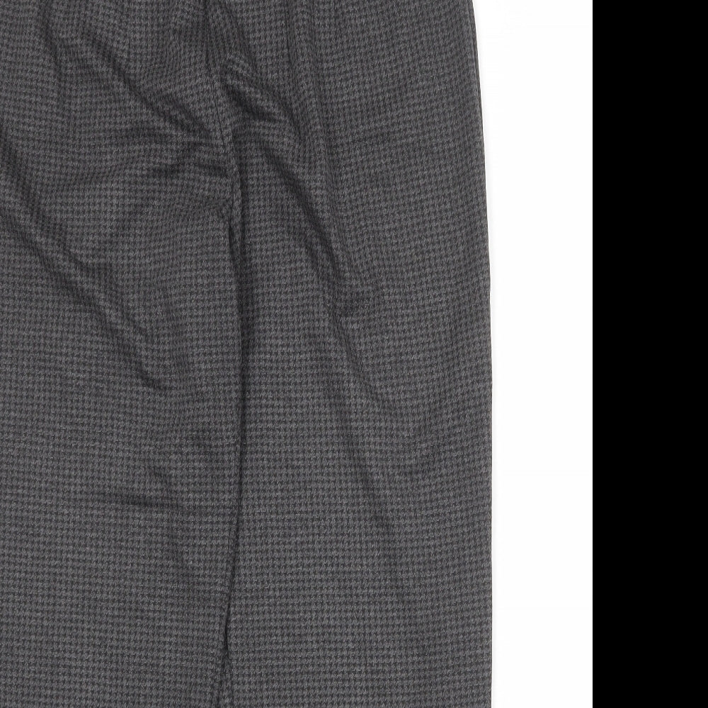 Marks and Spencer Womens Grey Geometric Polyester Carrot Trousers Size 18 Regular