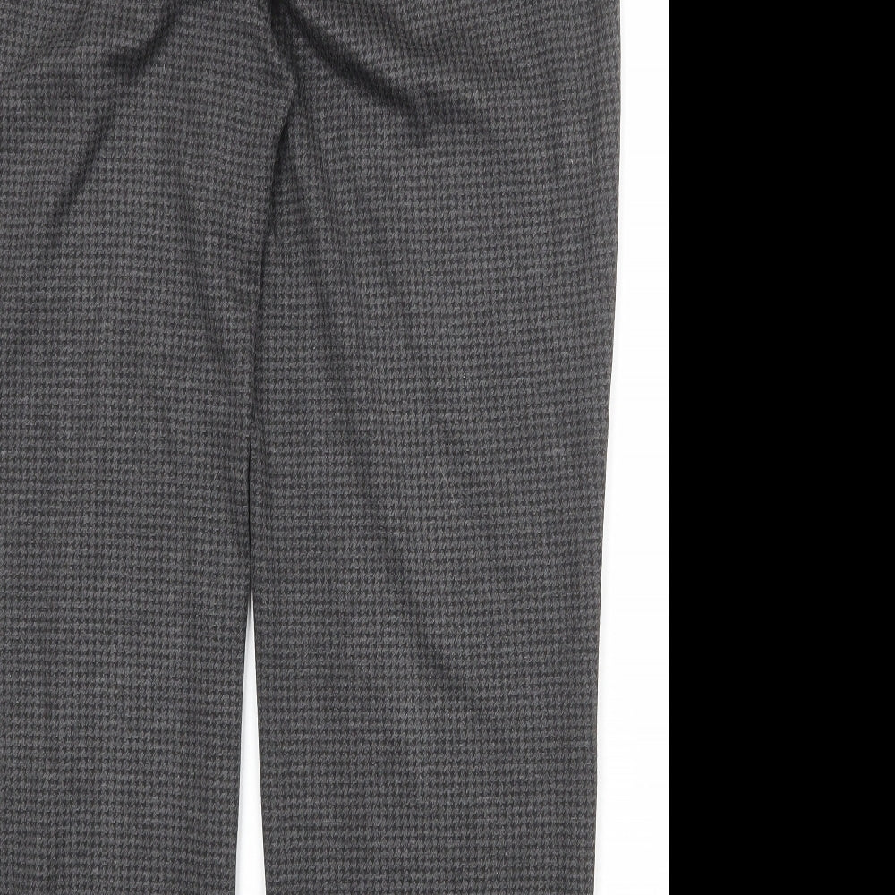 Marks and Spencer Womens Grey Geometric Polyester Carrot Trousers Size 18 Regular