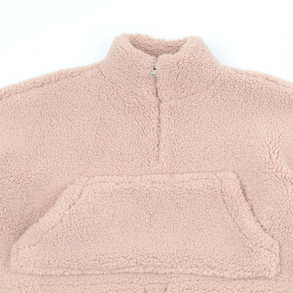 Topshop Womens Pink Polyester Pullover Sweatshirt Size 10 Zip