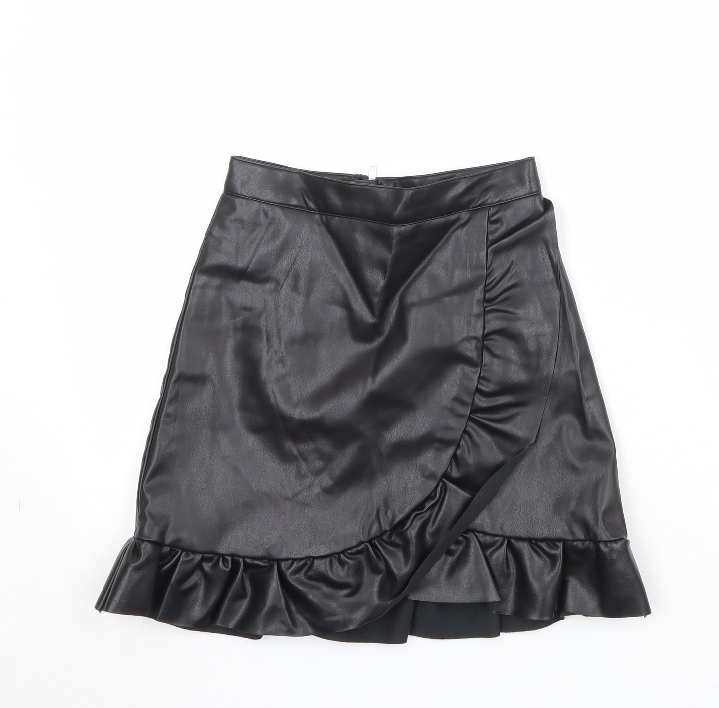 Divided by H&M Womens Black Polyester Skater Skirt Size 4 Zip