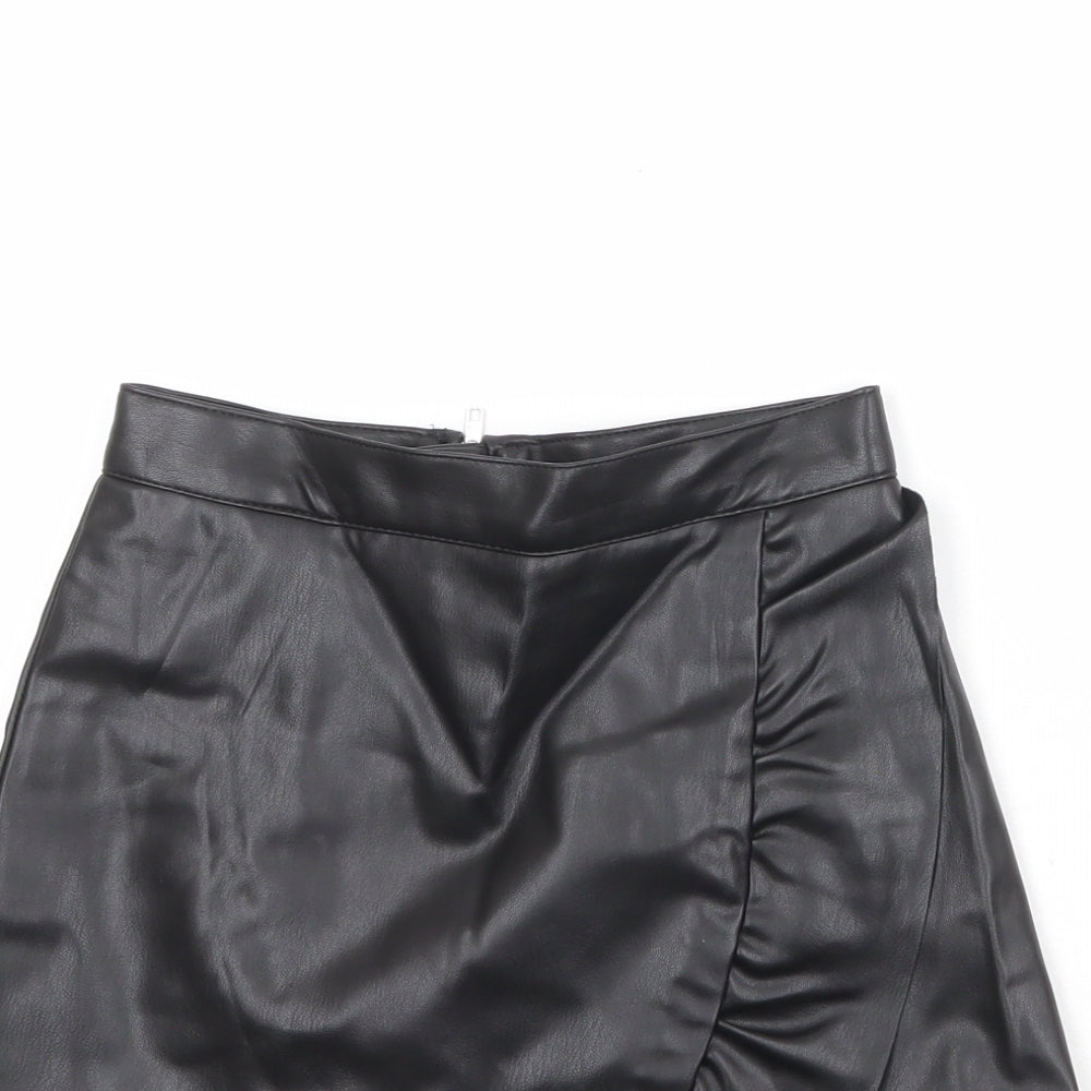 Divided by H&M Womens Black Polyester Skater Skirt Size 4 Zip