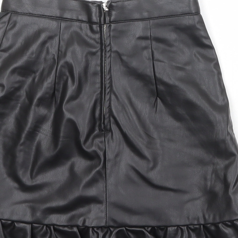 Divided by H&M Womens Black Polyester Skater Skirt Size 4 Zip