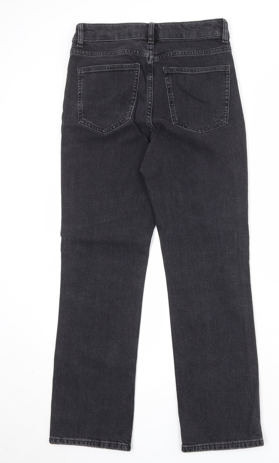Marks and Spencer Womens Black Cotton Straight Jeans Size 8 Slim Zip