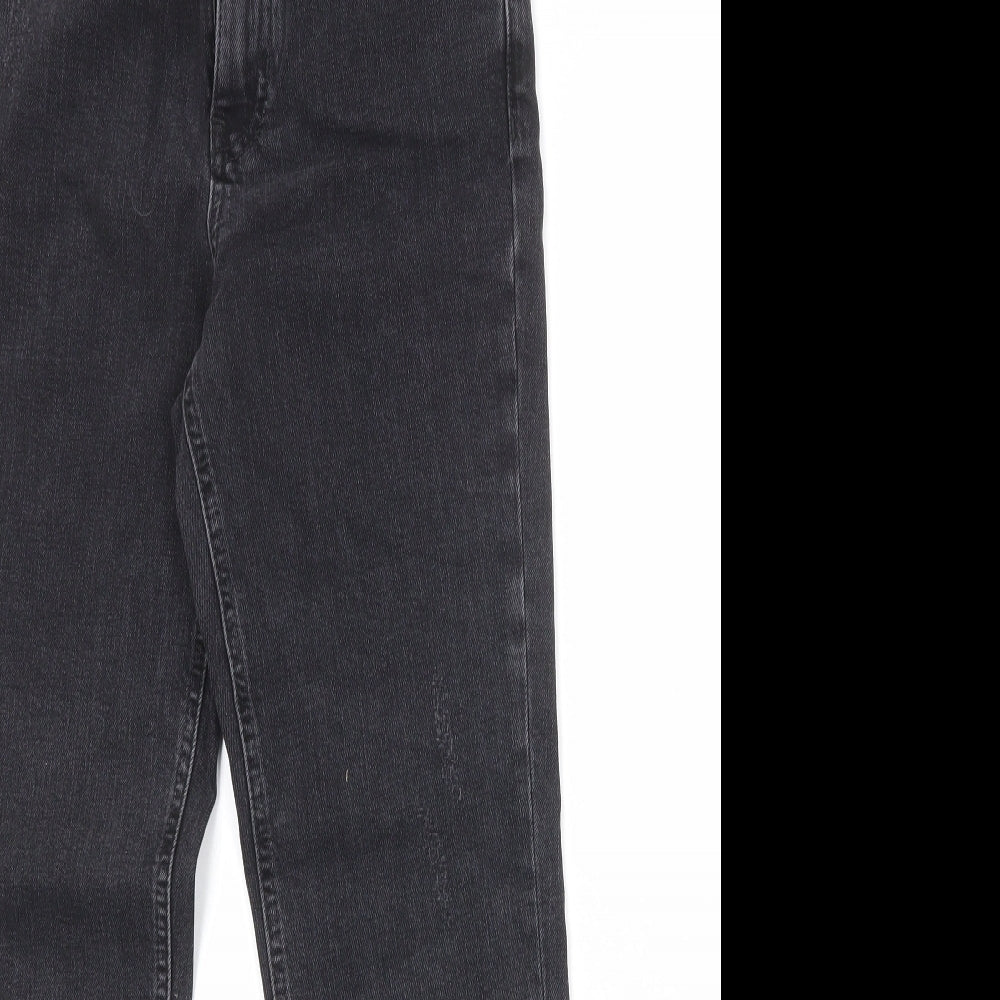 Marks and Spencer Womens Black Cotton Straight Jeans Size 8 Slim Zip