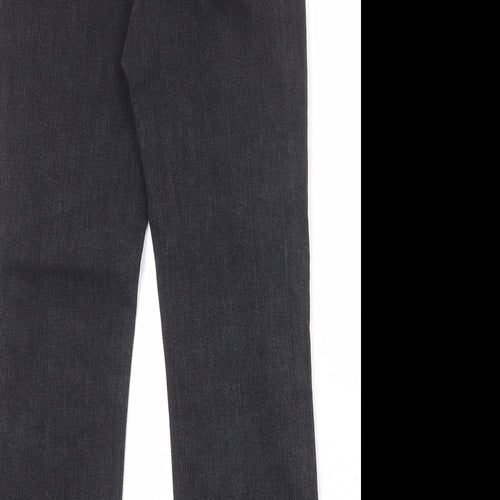 Marks and Spencer Womens Black Cotton Straight Jeans Size 8 Slim Zip