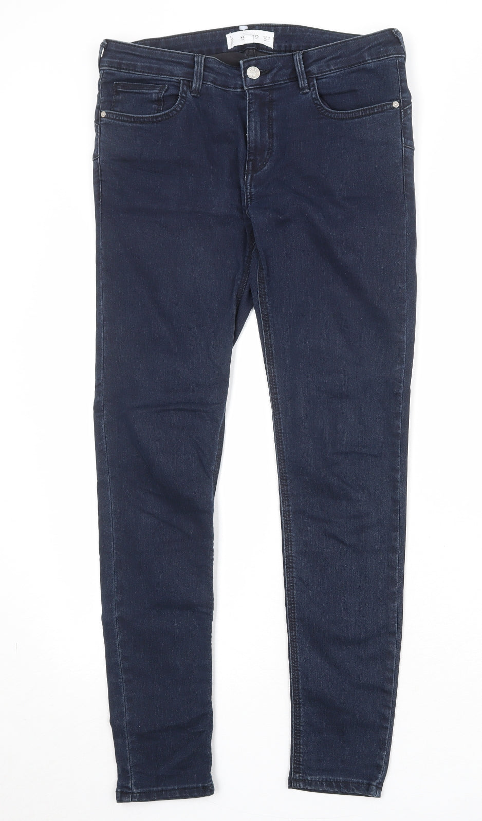 Mango Womens Blue Cotton Skinny Jeans Size 10 Regular Zip