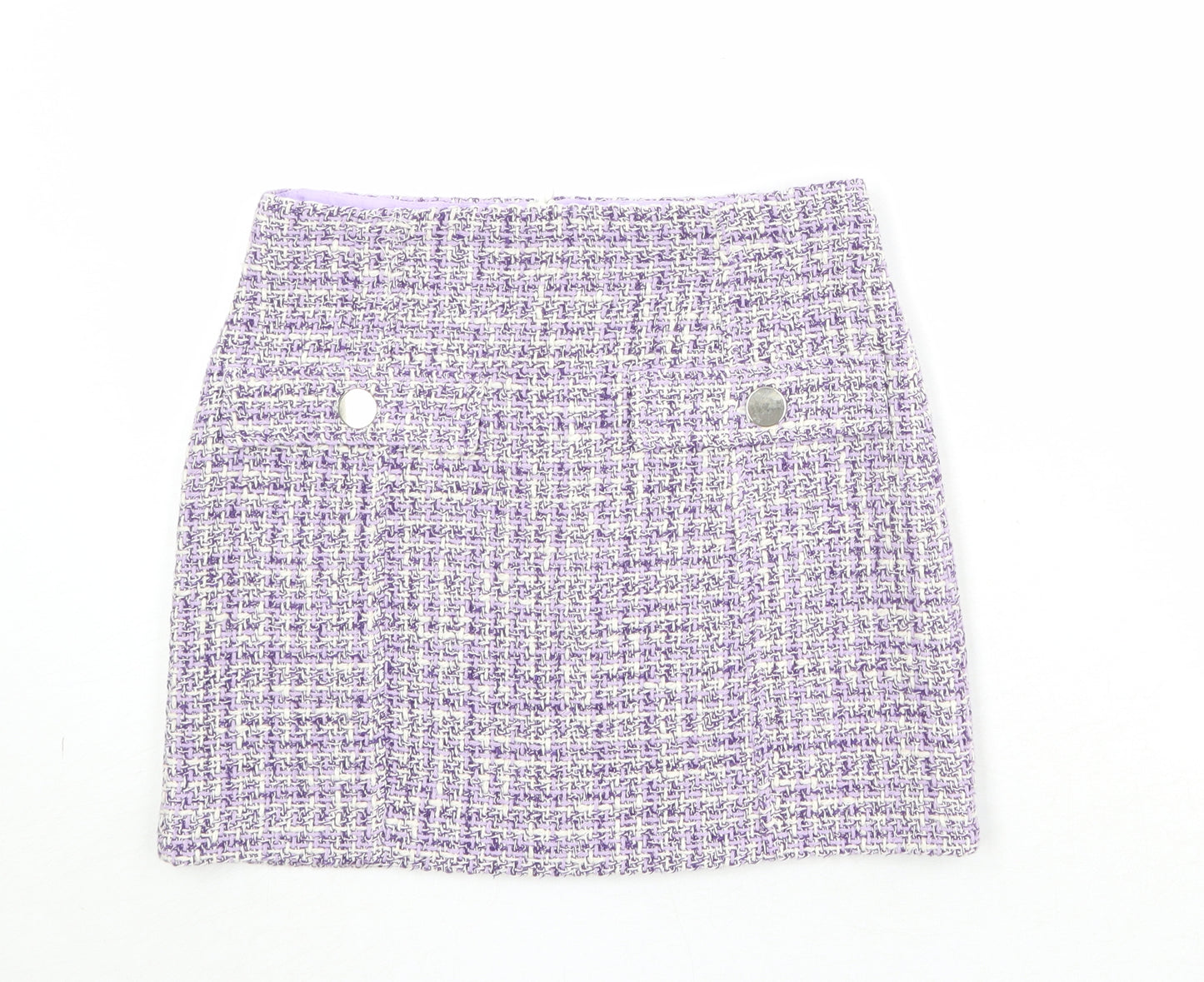 Zara Womens Purple Cotton Mini Skirt Size XS Zip