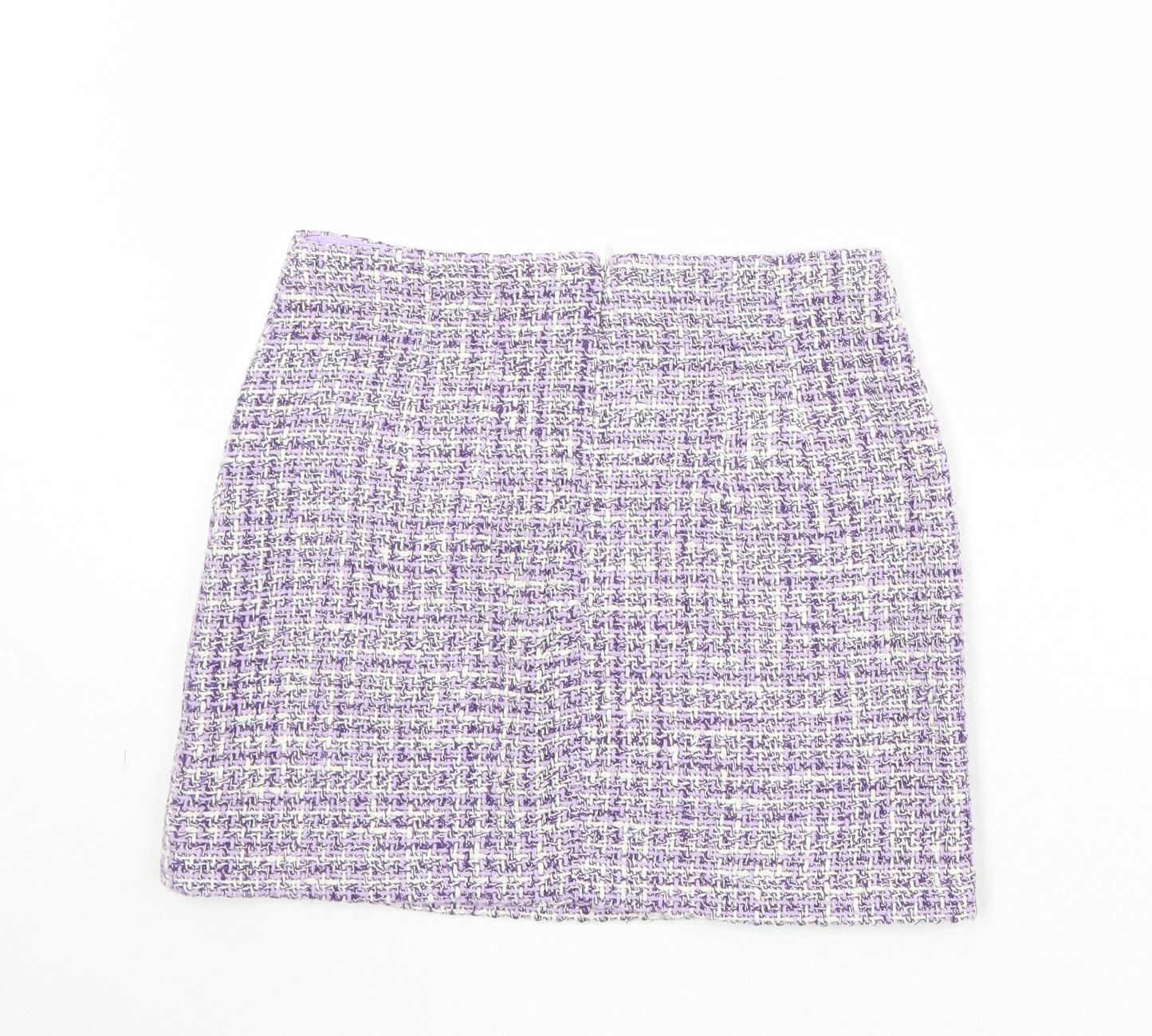 Zara Womens Purple Cotton Mini Skirt Size XS Zip