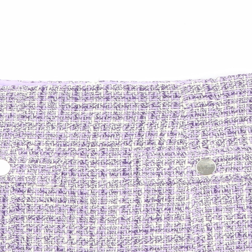 Zara Womens Purple Cotton Mini Skirt Size XS Zip