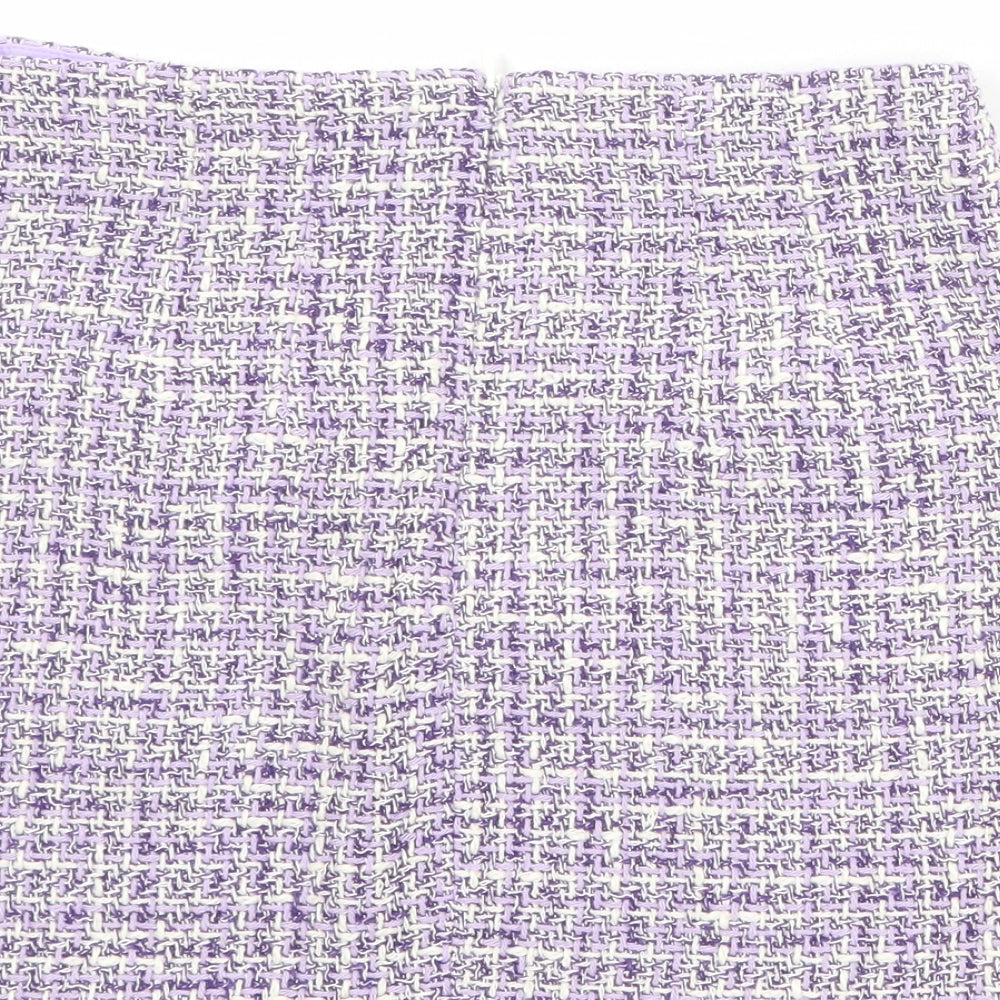 Zara Womens Purple Cotton Mini Skirt Size XS Zip