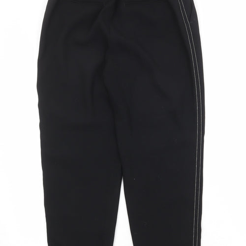 Zara Womens Black Polyester Trousers Size 6 Regular Zip - Side Stripe Detail