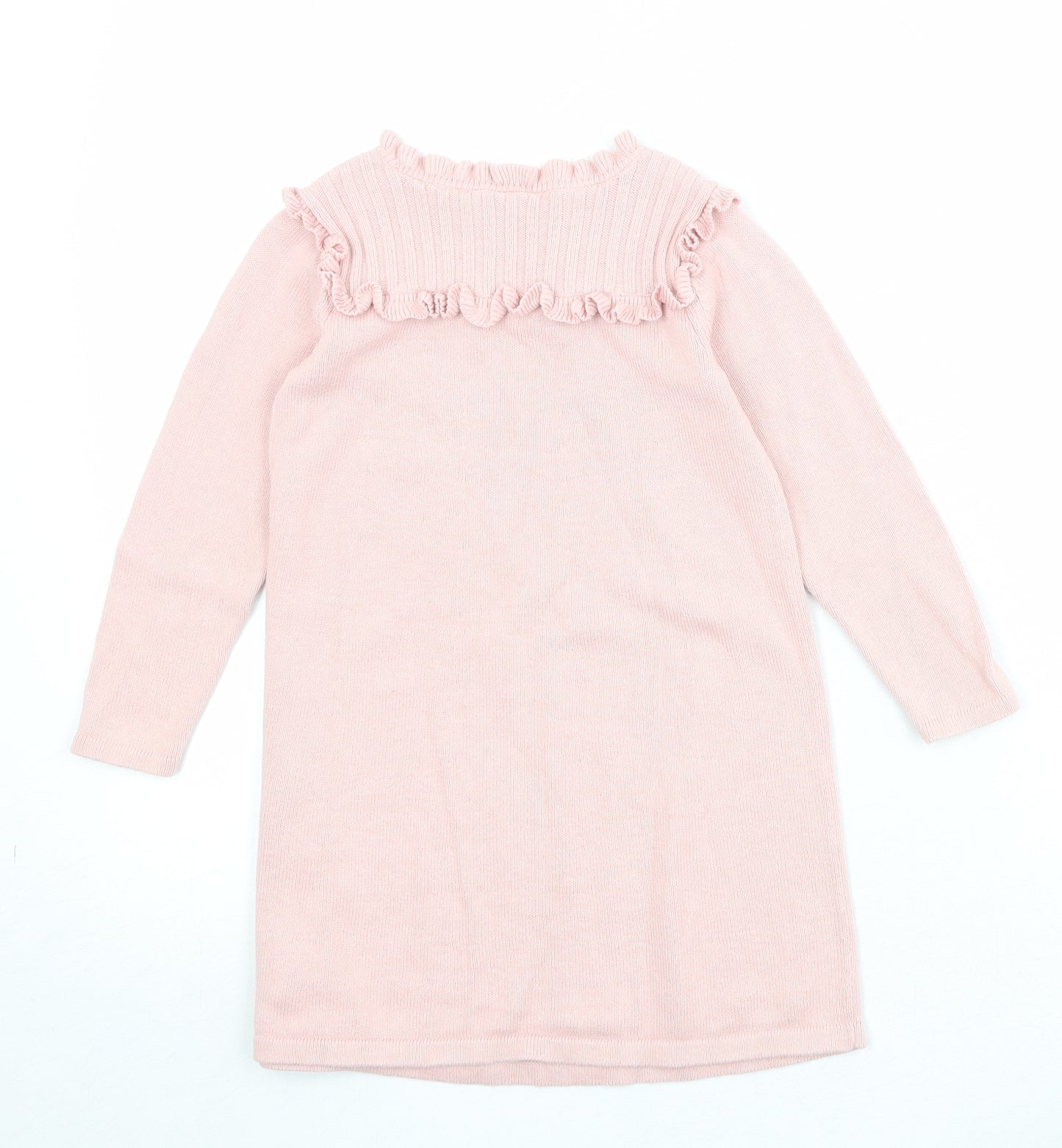 Gap Girls Pink 100% Cotton Jumper Dress Size 5 Years Round Neck Pullover