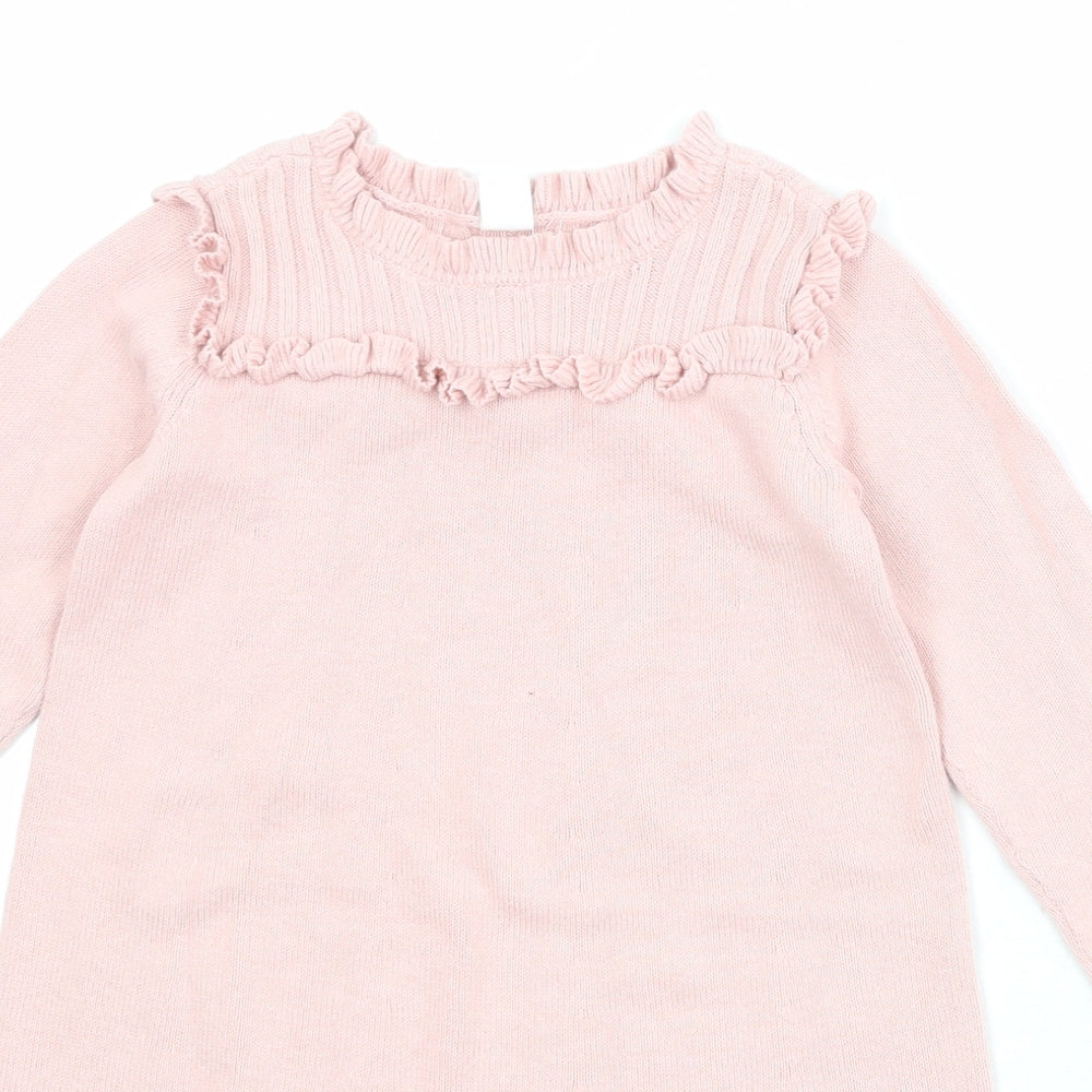 Gap Girls Pink 100% Cotton Jumper Dress Size 5 Years Round Neck Pullover