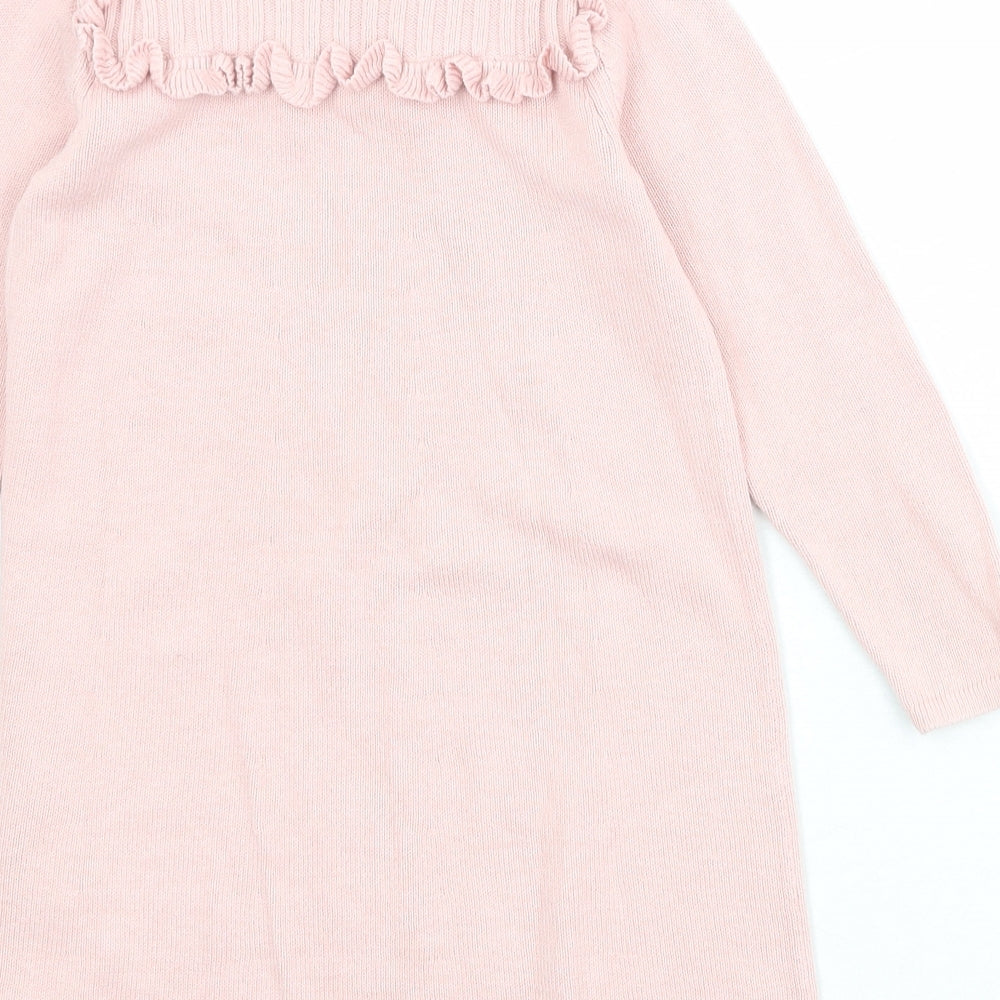 Gap Girls Pink 100% Cotton Jumper Dress Size 5 Years Round Neck Pullover